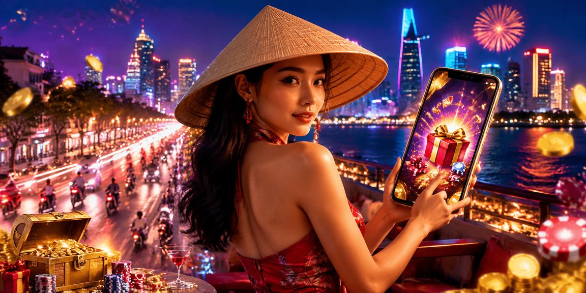 Người phụ nữ đội nón lá tại TP. Hồ Chí Minh trải nghiệm casino trên điện thoại di động
