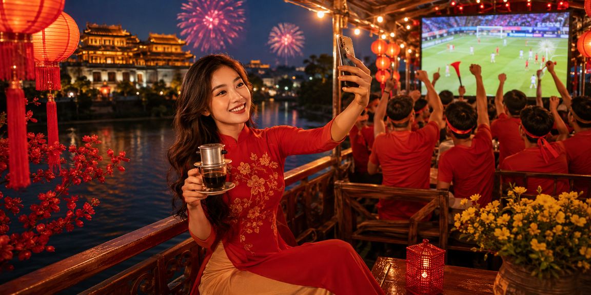 Người dùng tại Huế thưởng thức cà phê và kiểm tra ưu đãi nạp tiền thành viên VIP
