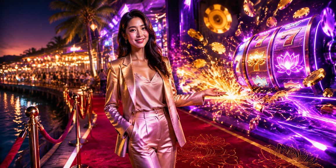 Màn hình slot game neon sáng rực tại Phú Quốc về đêm